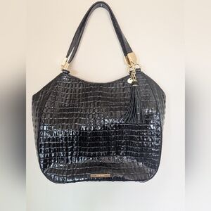 Brahmin Black Crocodile-Embossed Shoulder Bag